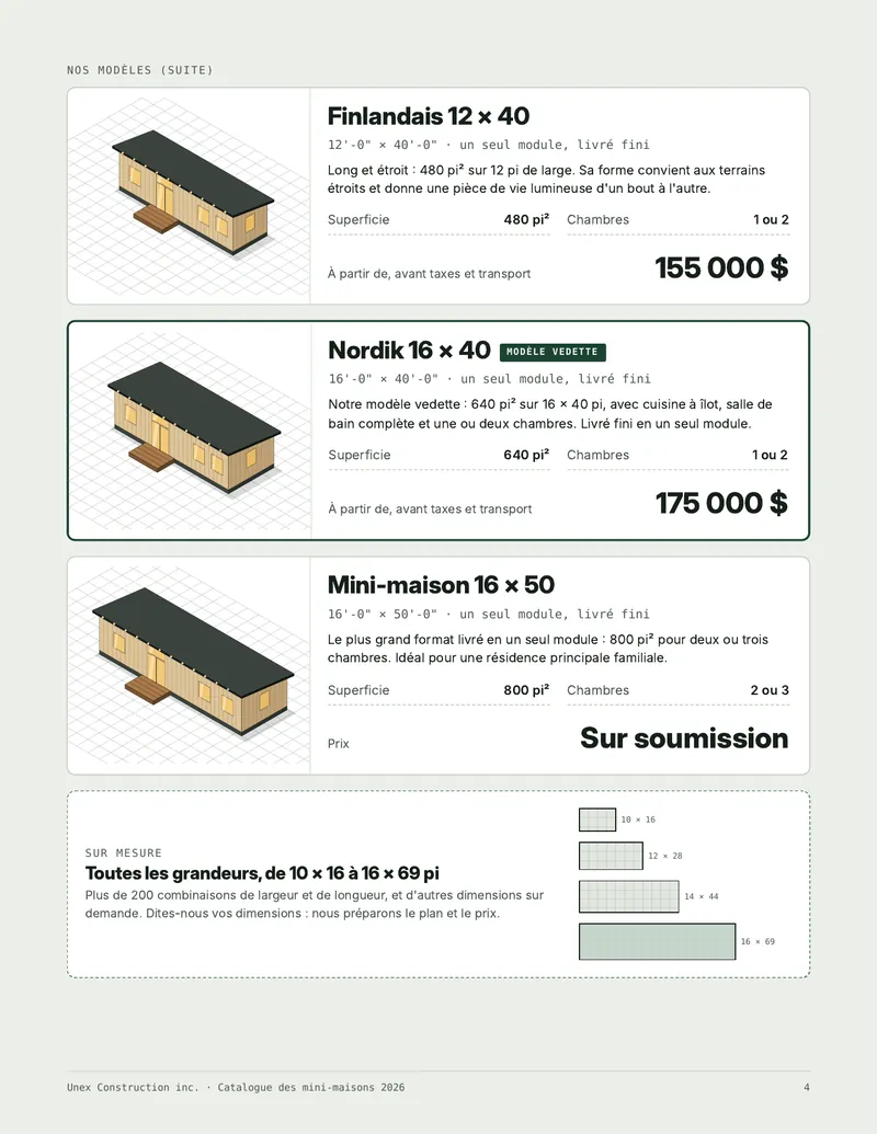 Page 4 sur 8 : Nos modèles (suite)