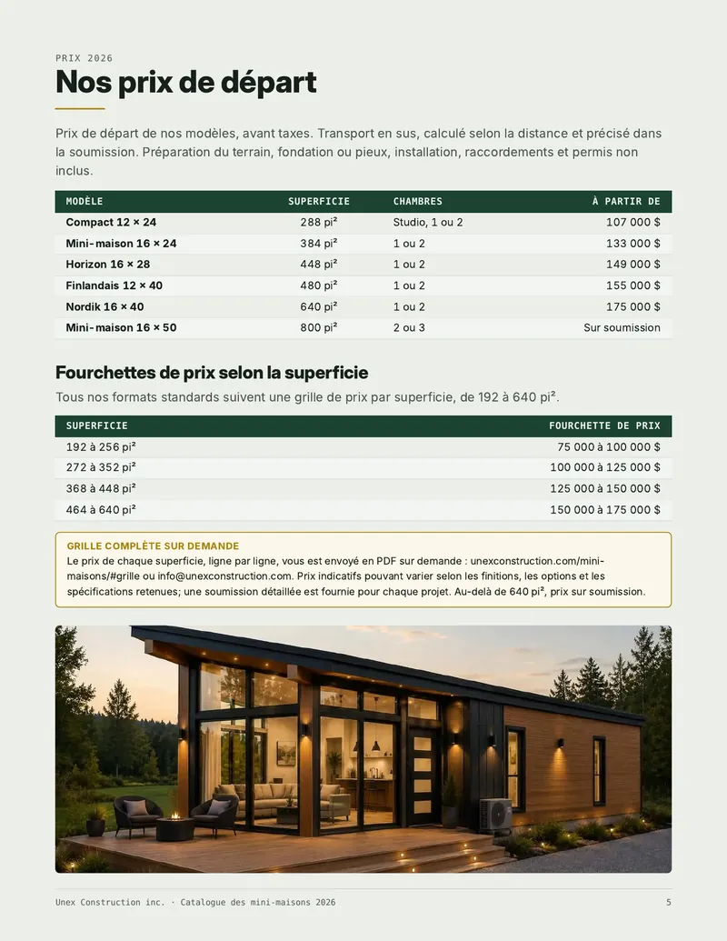 Page 5 sur 8 : Nos prix de départ